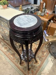 Mahogany Plant Stand With Marble Top