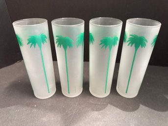 Vintage Graphiglass  Palm Tree Glasses