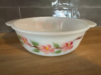 Vintage Anchor Hitchcock Fire King Dogwood Flower Casserole Dish