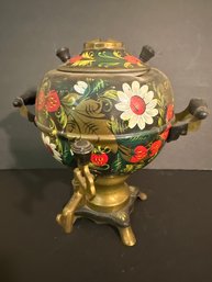 Vintage Russian Electric Hand Painted Samovar
