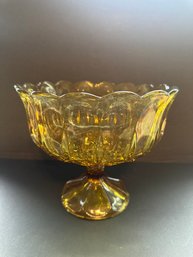 Anchor Hocking Amber Glass Footed Compote Bowl