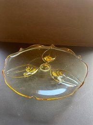 Vintage Fostoria Yellow Elegant Glass Footed Platter