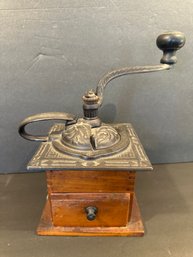Antique Coffee Grinder Cast Iron And Wood