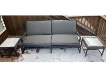 Outdoor Sofa With 2 Matching Side Tables