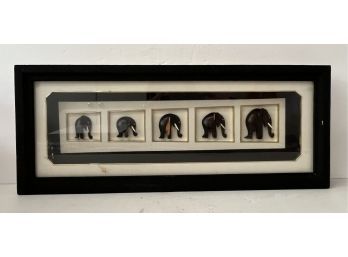 Framed Carved Elephant Figures