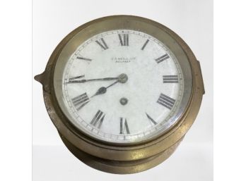 Ship's Clock: SD Neill Ltd Belfast Brass Cased 8-day Clock