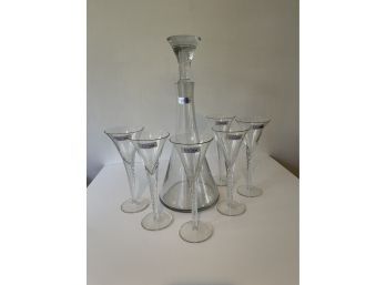 Vintage Toscany Hand Blown Made In Romania Glasses And Decanter