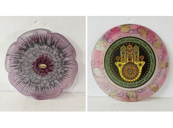 Two Decorative Glass Plates From Israel