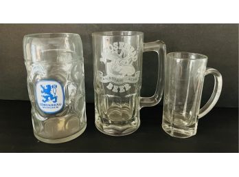 Three Glass Beer Steins