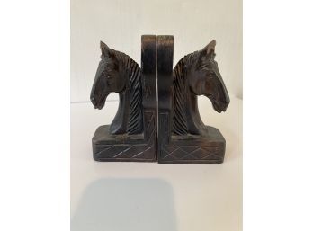 Vintage Teak Horse Bookends