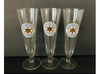 Three Wurtzburger Hofbrau Pilsner Glasses