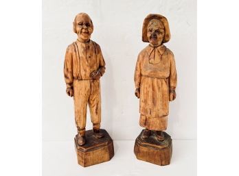 Pair Of Carved Folk Art Figures