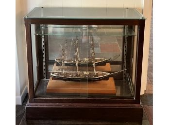 Tall Ship Model With Display Case