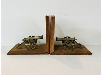 Miniature Brass Cannon Bookends