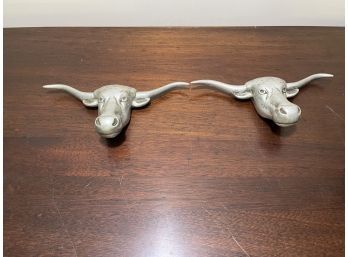 Pair Of Metal Bull Heads