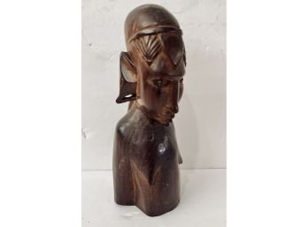 Hand Carved Wood Bust