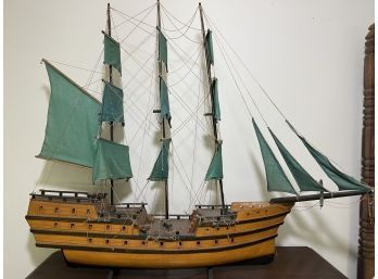 3 Mast Ship With Green Sails