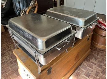 Two Stainless Steel Buffet Chafing Dishes