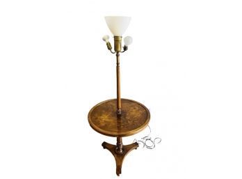 Vintage Three Bulb Floor Lamp With Round Table