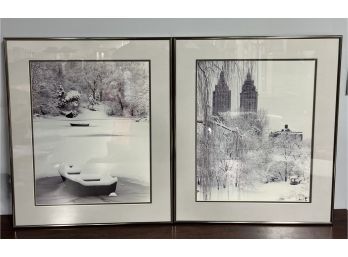 Two Photographs Of Central Park Snow Day