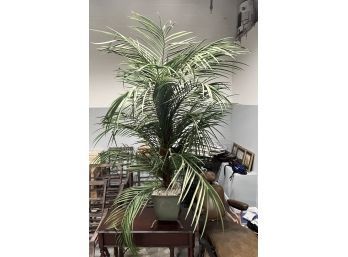 Faux Palm In Metal Planter