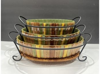 TEMP-TATIONS PRESENTABLE OVENWARE OVAL BAKERS WITH TRIVETS AND RACKS (6 PIECE)