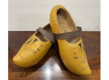 Vintage Wooden Shoes Clogs Hand Painted Dutch