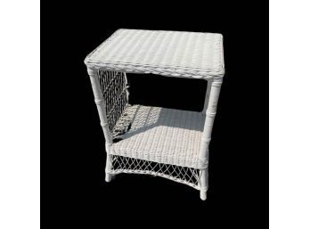 White Wicker Side Table