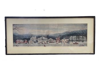 SIGNED Norman Rockwell Art Print HOME For CHRISTMAS Painting New England Snow Winter Rare Vintage 19