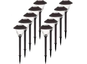 Energizer 10Pack Solar Pathway LED Lights Outdoor-Stainless Steel (Gunmetal)