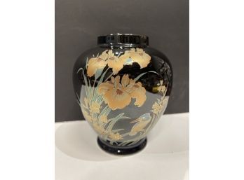 Vintage Action Japanese Black Vase