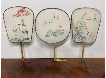 Vintage Chinese Silk Paddle Fans