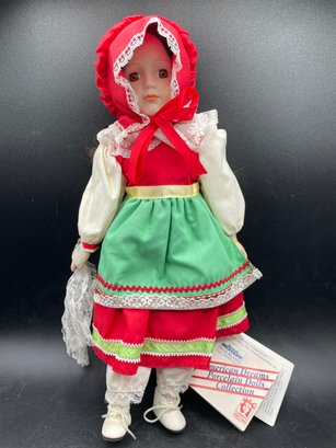 American Dreams Handpainted Porcelain Doll With Music Box