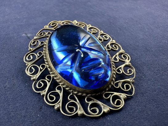 Sterling Silver Scarab Pendant Or Pin Brooch