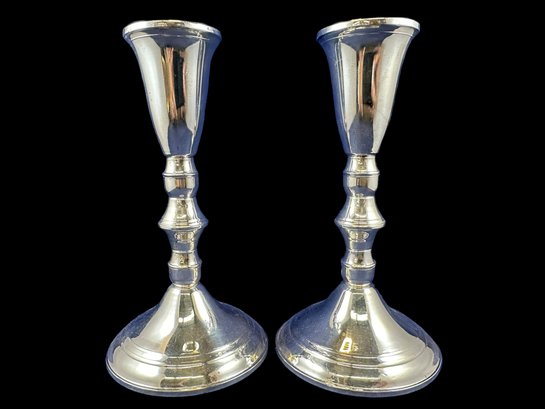 Pair Of Sterling Silver Lichin Creation Weighted Candleholders Candlesticks In Original Box