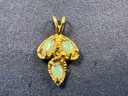 14K Yellow Gold Opal Pendant - Missing Center Stone/Pearl