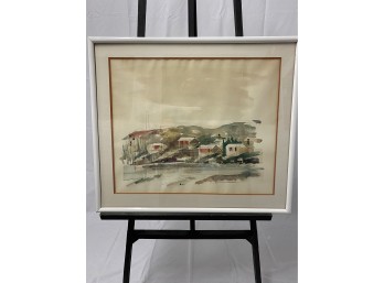 Original Birdsey Watercolor Of Bermerda Village