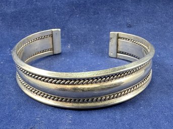 Sterling Silver Cuff Bracelet With Roping