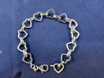Sterling Silver Heart Bracelet, Adjustable Up To 8'