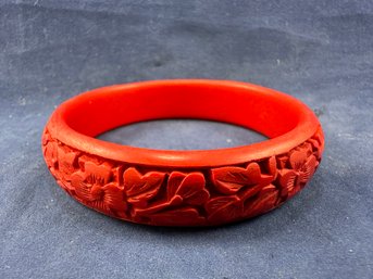 Carved Coral Bangle Bracelet, 3'