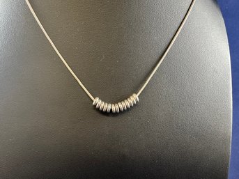 Sterling Silver Snake Chain With Mini Silver Disks Pendant, 18'