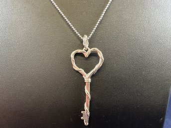 Sterling Silver Peter Thomas Roth Heart Key Thailand Necklace, 26'