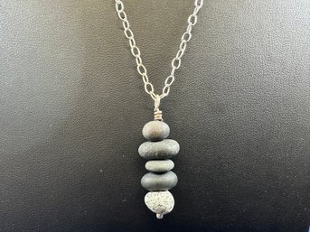 Sterling Silver Mediatation Stone Necklace, 18'