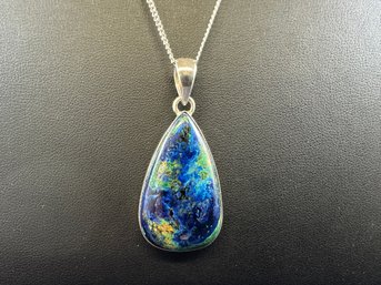 Sterling Silver Azurite Pendant Necklace, 18'