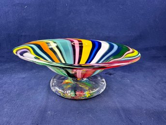 Multi-color Glass Art Candy Dish, 5'