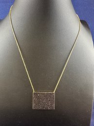 Gold Over Sterling Silver Necklace Rectangle With Black Spinel, 18-20'