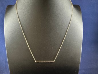 Gold Over Sterling Silver Necklace Bar With Black Spinel, 15.5 - 16.5'