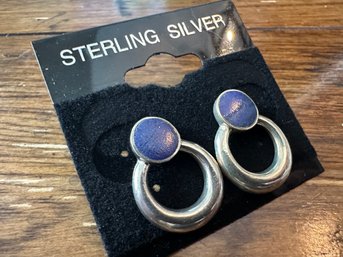 Sterling Silver Blue Lapiz Earrings