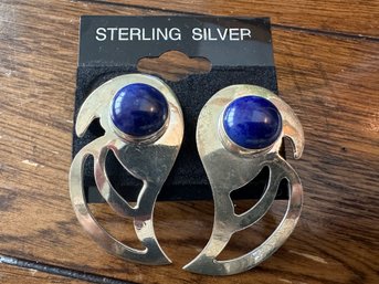 Sterling Silver Blue Lapiz Earrings