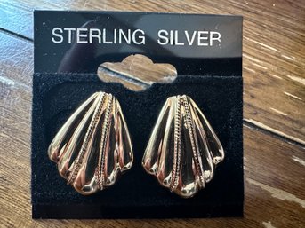 Gold Over Sterling Silver Shell Earrings
